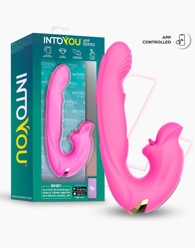 IY - Bimby - Knabbelende en Dubbel Tapping Vibrator - App Control - Roze-laced-up.nl