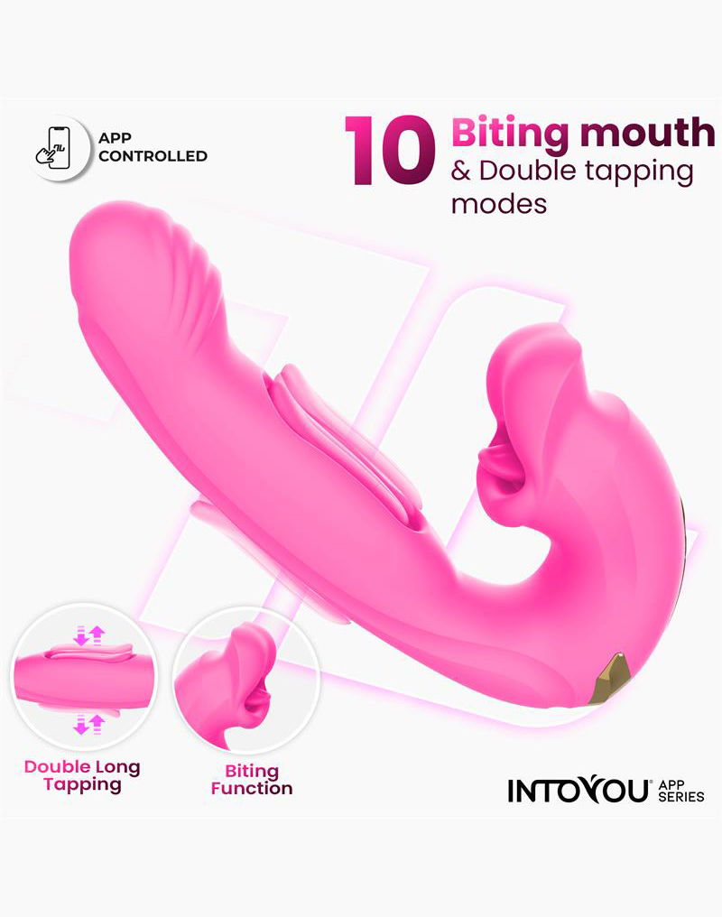 IY - Bimby - Knabbelende en Dubbel Tapping Vibrator - App Control - Roze-laced-up.nl