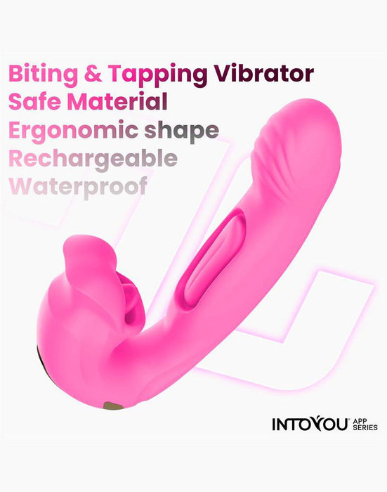 IY - Bimby - Knabbelende en Dubbel Tapping Vibrator - App Control - Roze-Erotiekvoordeel.nl