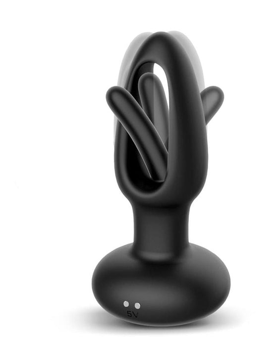 IY Sasha - Vibrerende Buttplug met Bewegend Tongetje en Afstandsbediening - Zwart-Erotiekvoordeel.nl