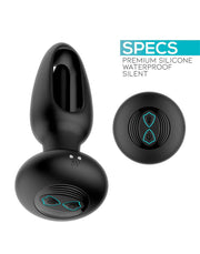 IY Sasha - Vibrerende Buttplug met Bewegend Tongetje en Afstandsbediening - Zwart-laced-up.nl