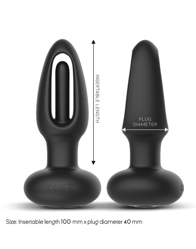 IY Sasha - Vibrerende Buttplug met Bewegend Tongetje en Afstandsbediening - Zwart-laced-up.nl