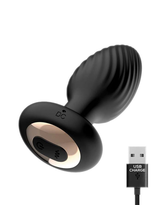 IY Drago - Vibrerende Buttplug - 360° Twister Beweging met Afstandsbediening - Zwart-Erotiekvoordeel.nl