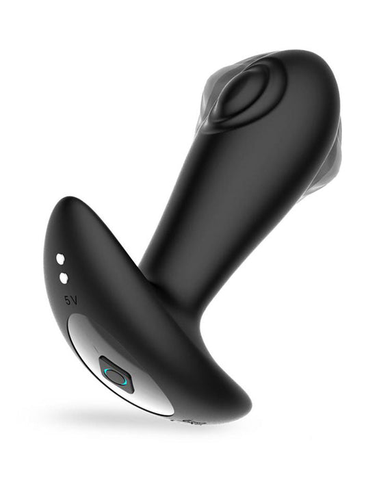 IY Milton - Vibrerende Buttplug met Dubbele Klopfunctie en Afstandsbediening - Zwart-Erotiekvoordeel.nl