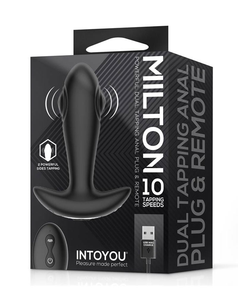 IY Milton - Vibrerende Buttplug met Dubbele Klopfunctie en Afstandsbediening - Zwart-laced-up.nl
