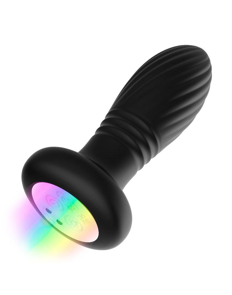 IY Tainy - Stotende Buttplug met Ledverlichting en Afstandsbediening - Zwart-laced-up.nl