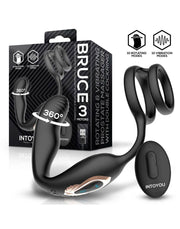 IY - Bruce - Prostaatmassager 360° - Met dubbele penisring - Zwart-Erotiekvoordeel.nl