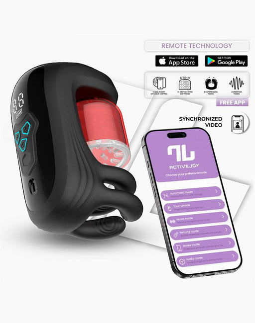 IY - Torky - Compressing Rotating Masturbator with App Control - Zwart-Erotiekvoordeel.nl