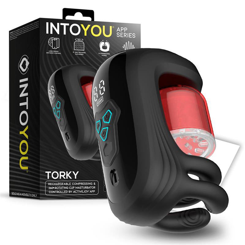 IY - Torky - Compressing Rotating Masturbator with App Control - Zwart-Erotiekvoordeel.nl