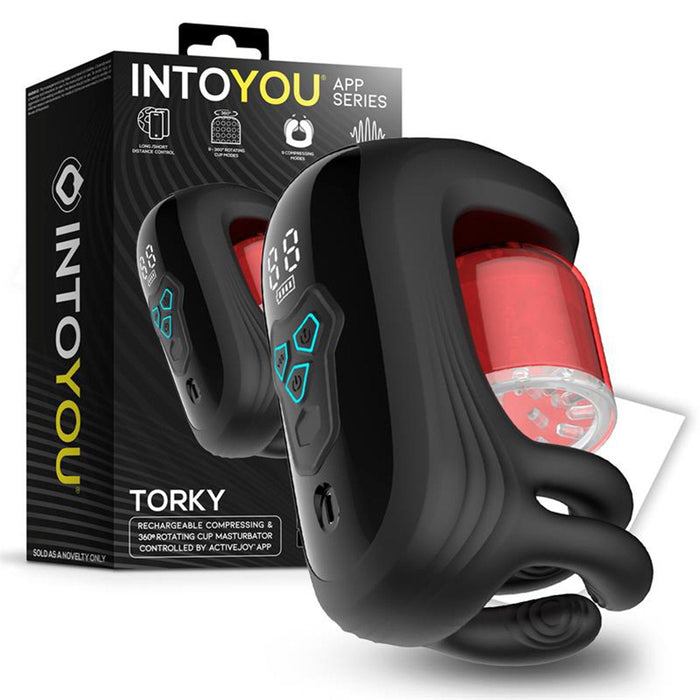 IY - Torky - Compressing Rotating Masturbator with App Control - Zwart-Erotiekvoordeel.nl
