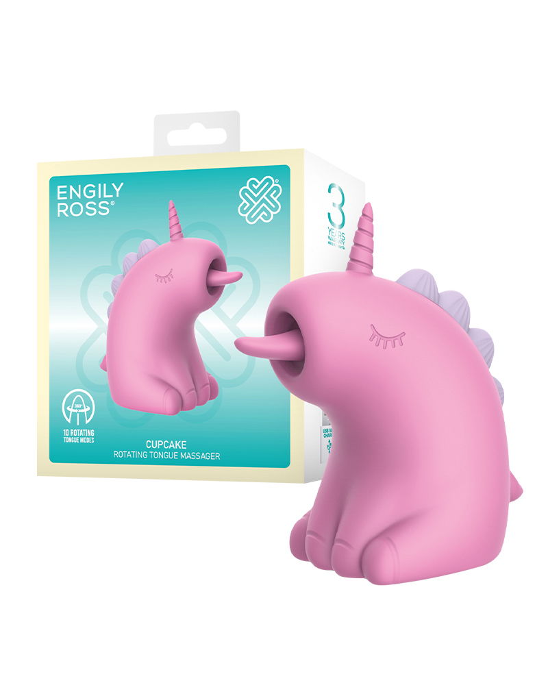 ER - Cupcake Unicorn - Clitoris Vibrator met 360° Roterende Tong - Roze-laced-up.nl