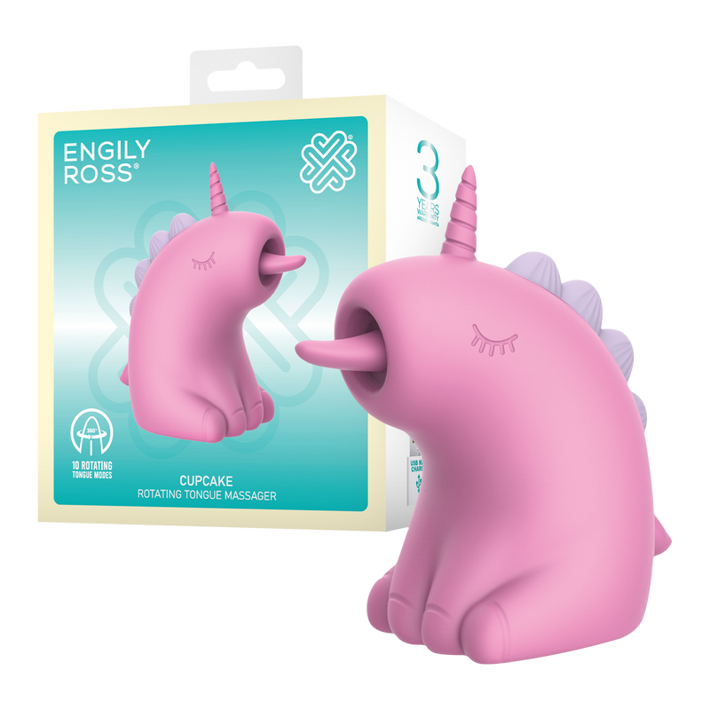 ER - Cupcake Unicorn - Clitoris Vibrator met 360° Roterende Tong - Roze-laced-up.nl