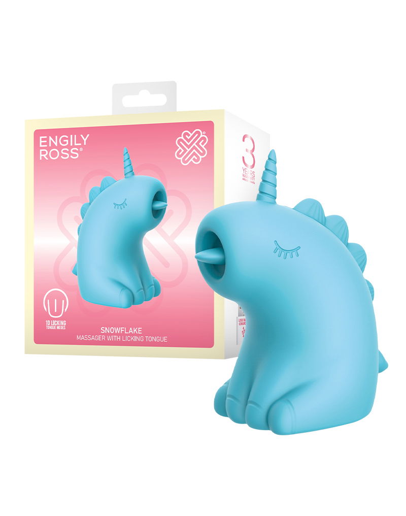 ER - Snowflake Unicorn - Clitoris Vibrator met Likkende Tong - Blauw-laced-up.nl
