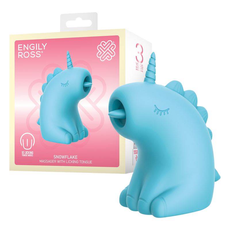ER - Snowflake Unicorn - Clitoris Vibrator met Likkende Tong - Blauw-laced-up.nl