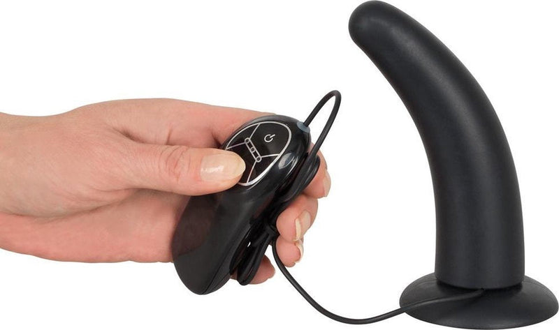 You2Toys – Siliconen Anale Vibrator met Kromming – Geschikt voor Voorbind Harnas – Zwart