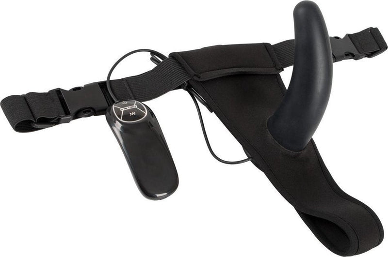 You2Toys – Siliconen Anale Vibrator met Kromming – Geschikt voor Voorbind Harnas – Zwart