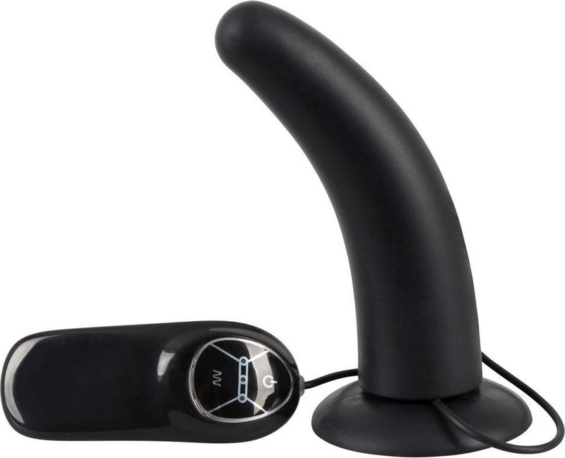 You2Toys – Siliconen Anale Vibrator met Kromming – Geschikt voor Voorbind Harnas – Zwart