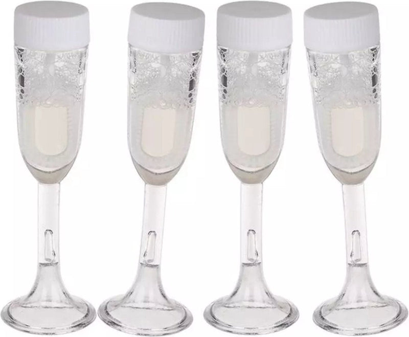 4x Bruiloft bellenblaas champagne glazen - 4 x 10 cm - Bellenblazen - Trouwerij/huwelijk - Bruiloftsgasten feestartikelen-laced-up.nl