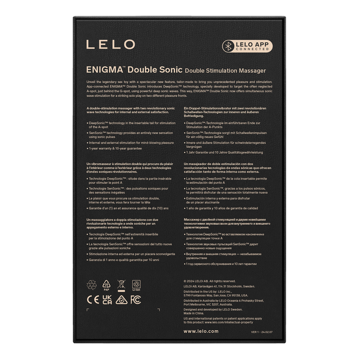Lelo - Enigma Double Sonic - Drievoudige stimulatie - App Control - Paars-Erotiekvoordeel.nl