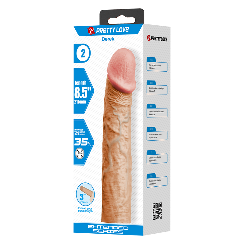 Pretty Love - Derek - Realistische Penis Sleeve - 215mm - Lichte Huidskleur-laced-up.nl