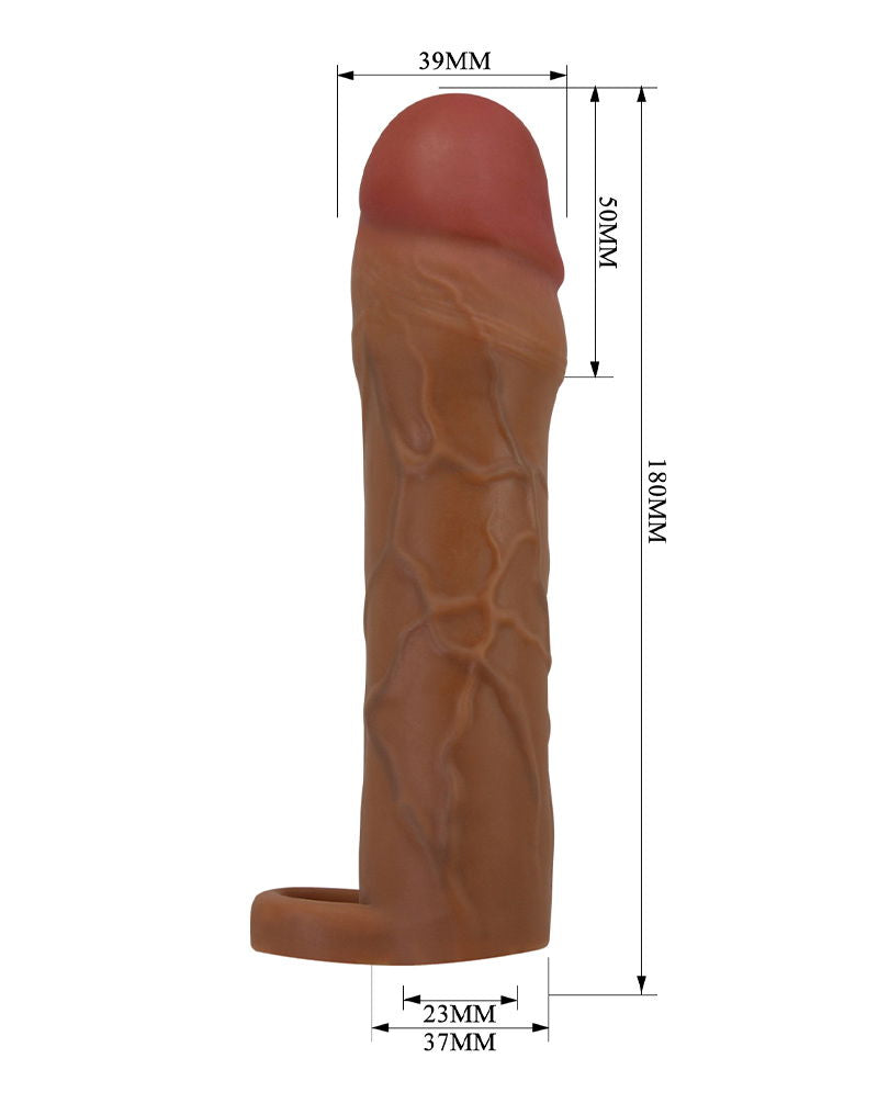 Pretty Love - Hani - Verlengende Penis Sleeve met Cockring - 50mm - Bruin-laced-up.nl