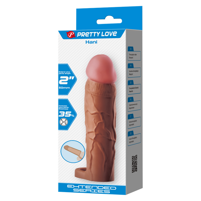 Pretty Love - Hani - Verlengende Penis Sleeve met Cockring - 50mm - Bruin-laced-up.nl
