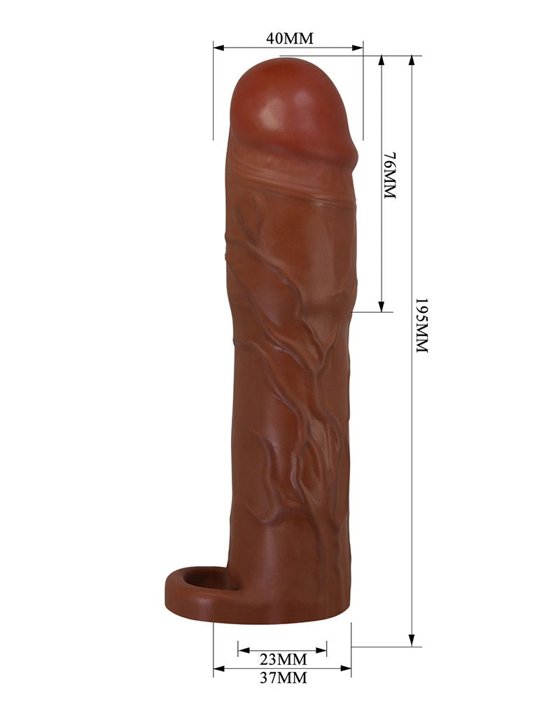Pretty Love - Gerd - Cockring met verlengde Penis Sleeve - 75mm - Bruin-laced-up.nl