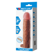 Pretty Love - Gerd - Cockring met verlengde Penis Sleeve - 75mm - Bruin-laced-up.nl