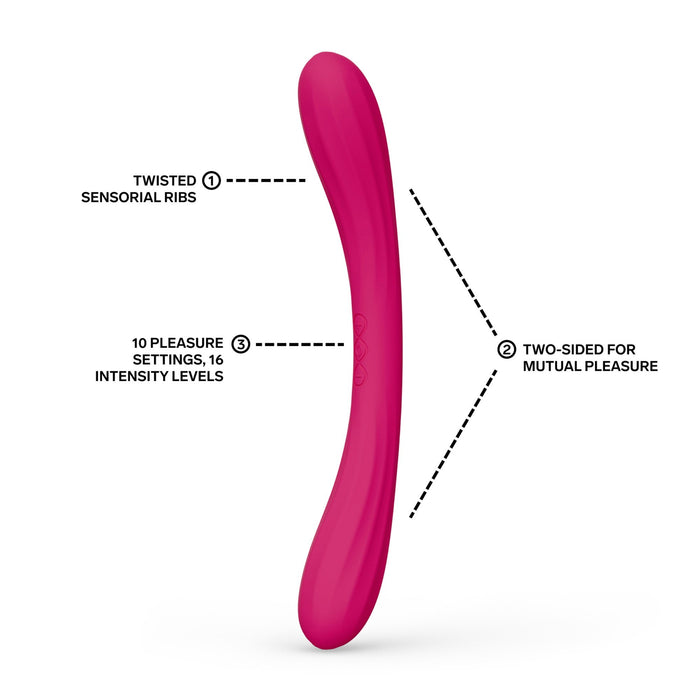 LELO - Boomerang - Dubbelzijdige Vibrator - Dubbele Motor - Cerise-Erotiekvoordeel.nl