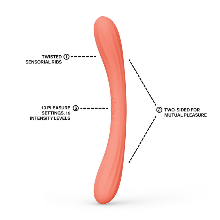 LELO - Boomerang - Dubbelzijdige Vibrator - Dubbele Motor - Coral-Erotiekvoordeel.nl