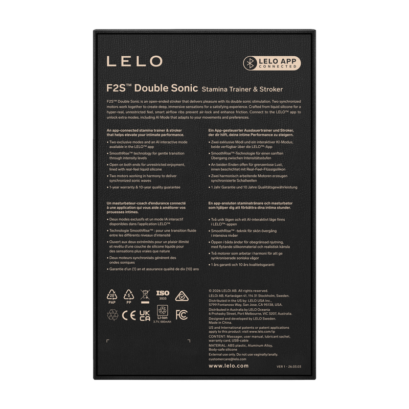 LELO - F2S™ Double Sonic - Sonische Masturbator & Stroker - Rood-Erotiekvoordeel.nl