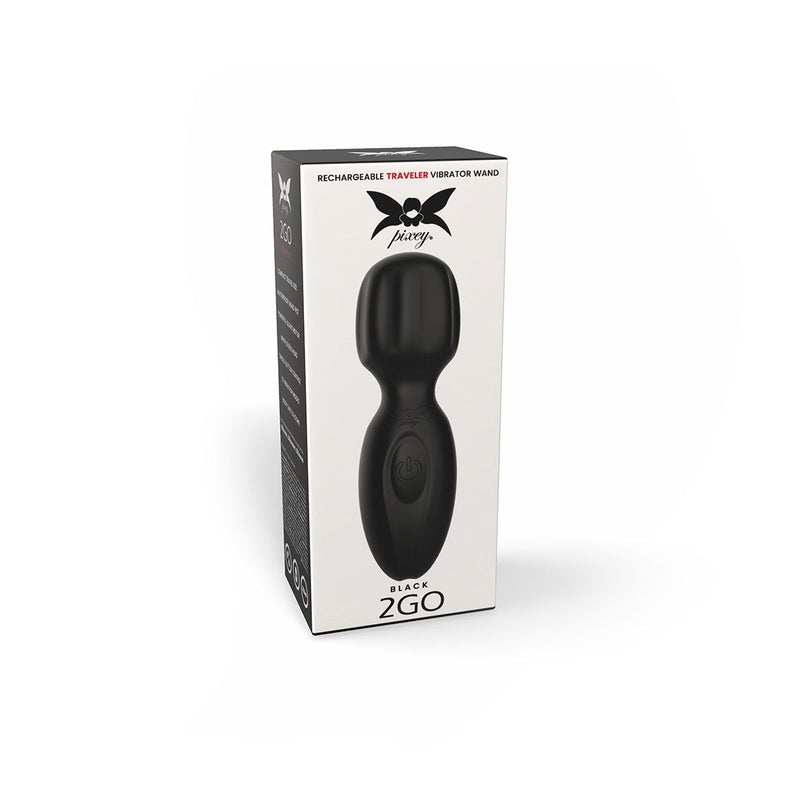 Pixey 2GO - Mini Wand Vibrator - Zwart-laced-up.nl