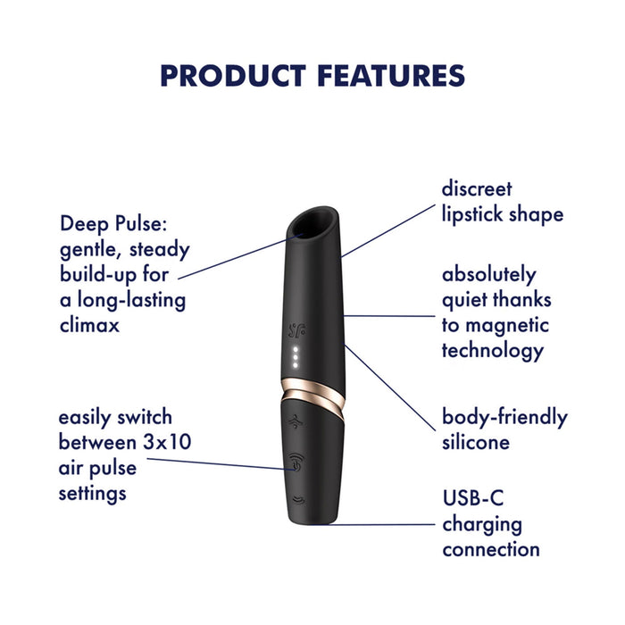 Satisfyer Perfect Kiss – 3D Air Pulse Vibrator in Lipstick design-Erotiekvoordeel.nl