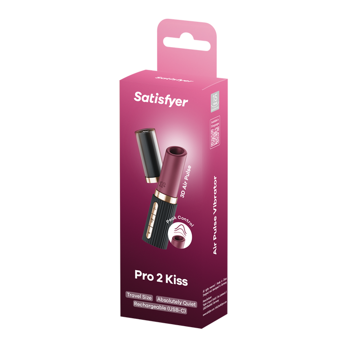 Satisfyer Pro 2 Kiss – Lipstick Vibrator met 3D Air Pulse Technologie - Zwart-Erotiekvoordeel.nl