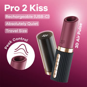 Satisfyer Pro 2 Kiss – Lipstick Vibrator met 3D Air Pulse Technologie - Zwart-laced-up.nl