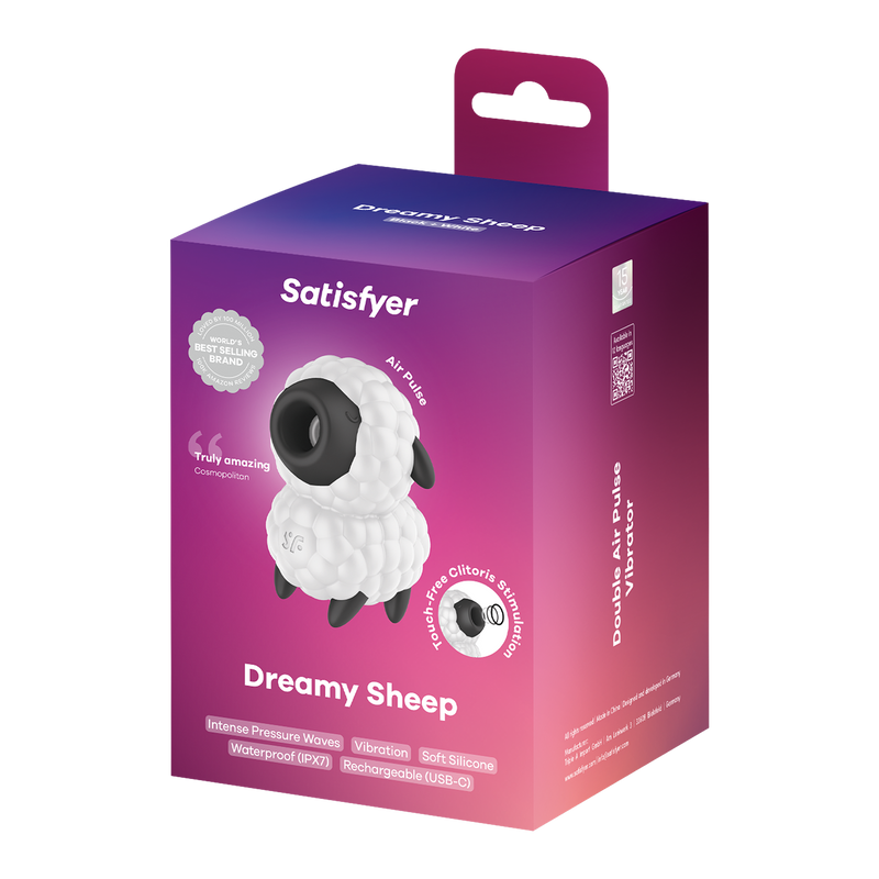 Satisfyer - Dreamy Sheep - Luchtdruk Vibrator - Zwart/Wit-laced-up.nl