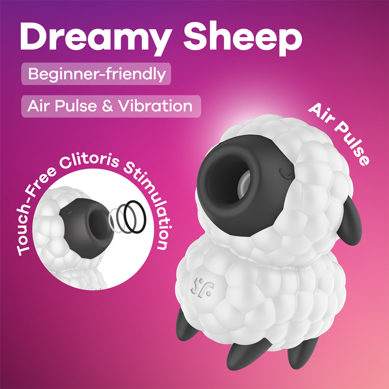 Satisfyer - Dreamy Sheep - Luchtdruk Vibrator - Zwart/Wit-laced-up.nl