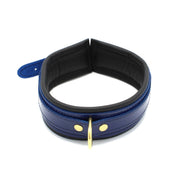 Kiotos - Collar Leder - Blauw/Zwart - Gouden Hardware-laced-up.nl