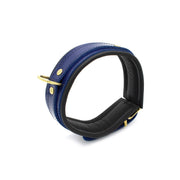 Kiotos - Collar Leder - Blauw/Zwart - Gouden Hardware-laced-up.nl