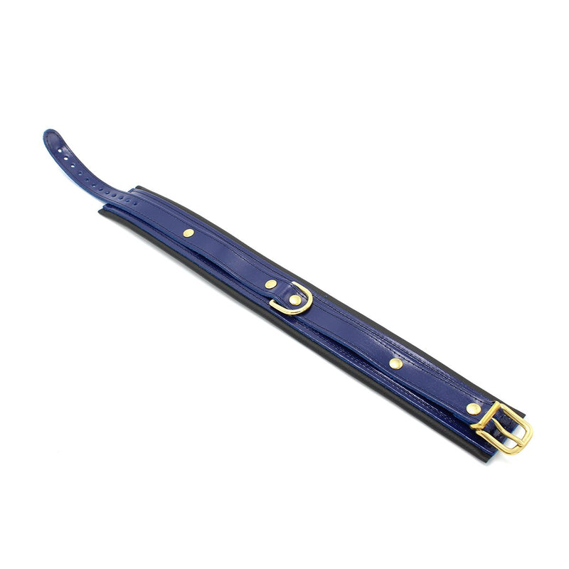 Kiotos - Collar Leder - Blauw/Zwart - Gouden Hardware-laced-up.nl