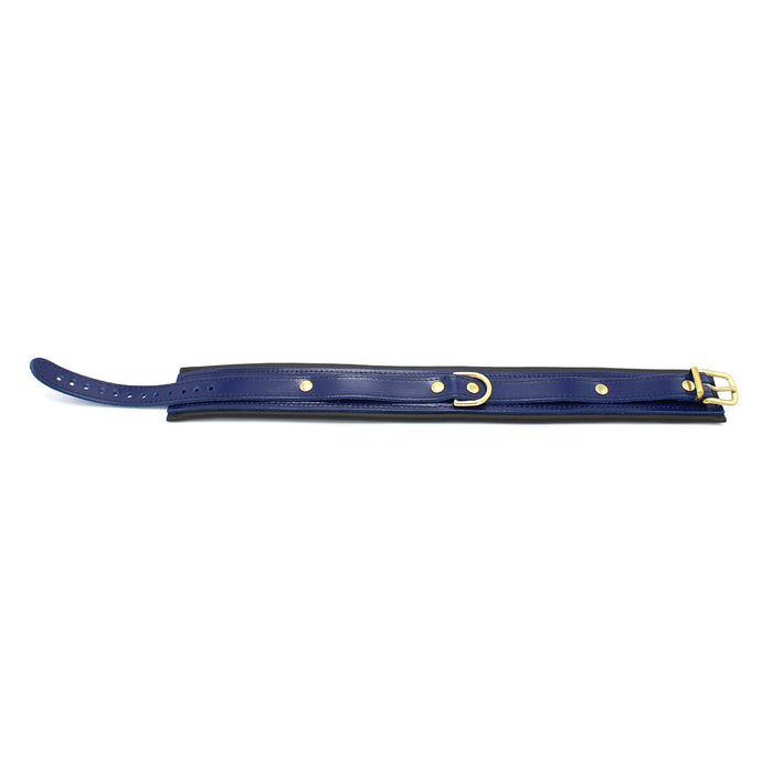 Kiotos - Collar Leder - Blauw/Zwart - Gouden Hardware-Erotiekvoordeel.nl