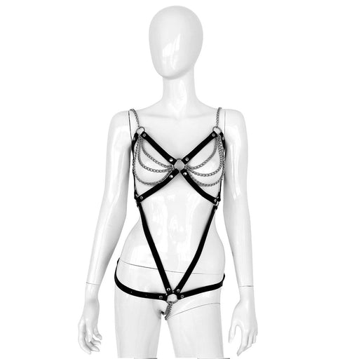 Kiotos Leather - Leren Body met Kettingen - Verstelbaar-Erotiekvoordeel.nl