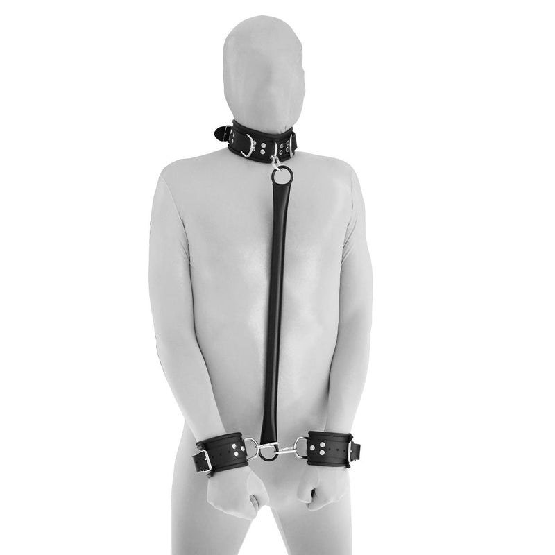 Kiotos - Spreader bar met lederen handboeien en collar-laced-up.nl