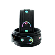 Kiotos - Premium Lederen Enkelboeien - Metalen Hardware in Unicorn Kleuren - Zwart/Rainbow-laced-up.nl