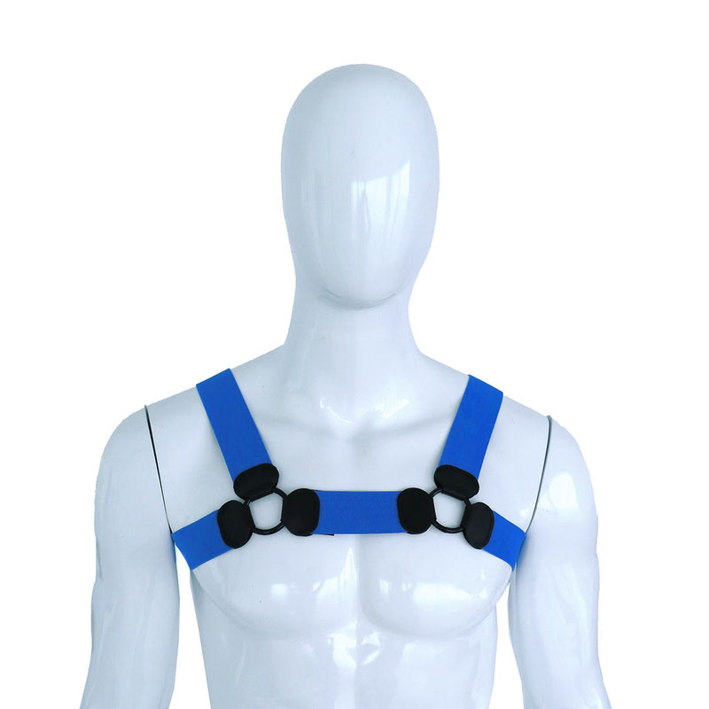 Kiotos - Elastisch Borstharnas - Tuigje - Riemenbody - Blauw-laced-up.nl