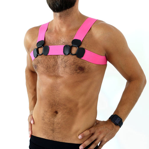 Kiotos - Elastisches Brustgeschirr - Harness - Riemenbody - Rosa - Laced-up.nl
