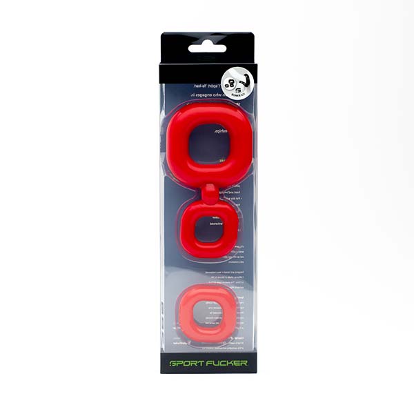 Sport Fucker - Boner Kit - Cockring En Ballstretcher - Rood-laced-up.nl