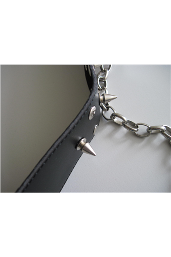 Laced Up Boutique - Lederen Halsband met Spikes en hondenriem-Erotiekvoordeel.nl
