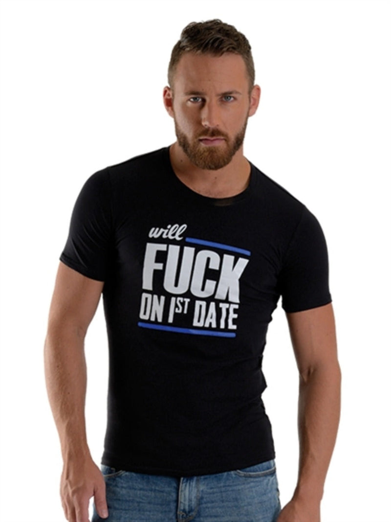 Mister B - Erotisch Shirt - Fuck on 1st Date - Zwart - Maat M-laced-up.nl