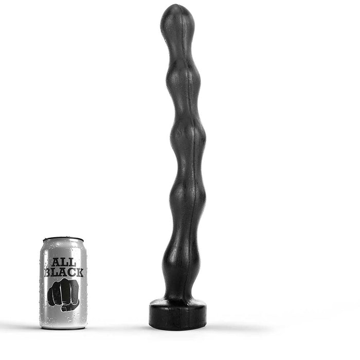 All Black - Lange Buttplug met Ribbels - 41,5 x 4,5 cm - Zwart-Erotiekvoordeel.nl